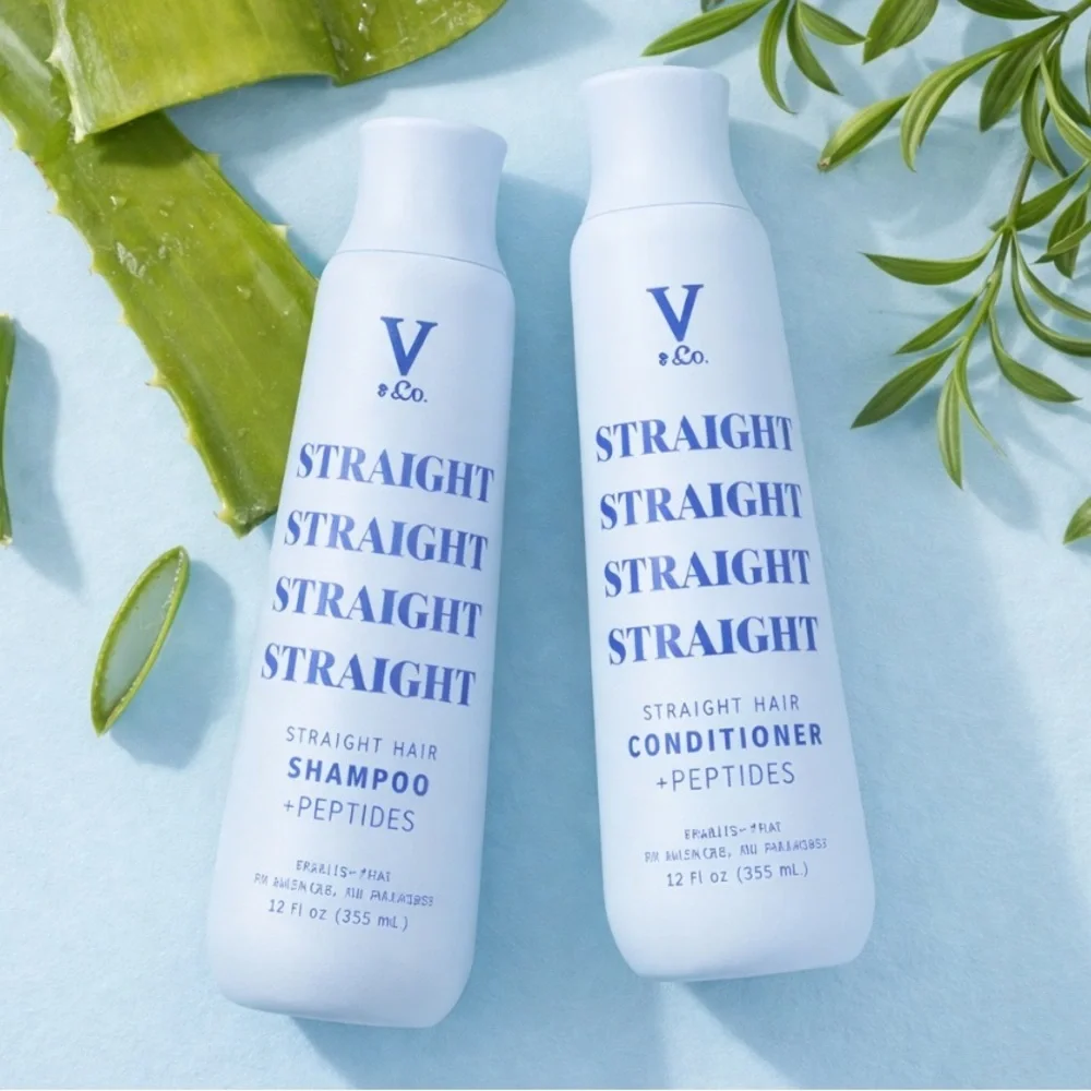 V&Co Straight Hair Shampoo & Conditioner Set Peptide Technology 12oz NEW